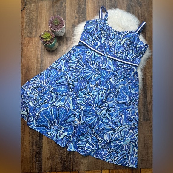 LILLY PULITZER Iris Blue Cotton ELLEE MIDI DRESS Zanzibar Zoo Print - Picture 2 of 6
